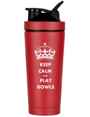Keep Calm & Play Bowls Vacuum Flask 720cl - Red